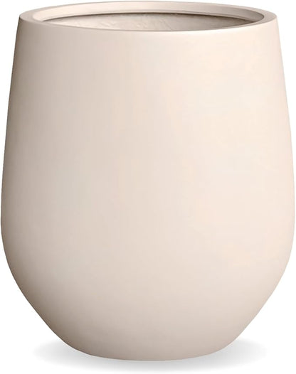 21"H x 19"D Corso Fiberstone Round Tapered Planter with Drainage Hole, Smooth Finishes, Weather Resistant for Indoor & Outdoor Use, Included 2 Extra Coco Mats (Kilim Beige, 15" Pot Opening)