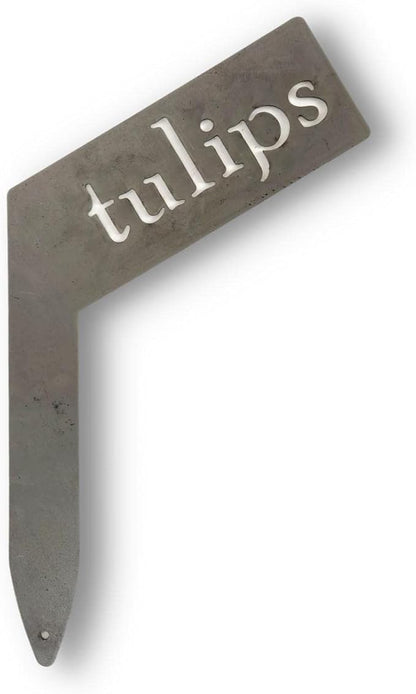 Planter Size Small Metal Garden Plant Vegetable Flower or Herb Markers 13.5 Inches Tall (tulips, Raw, Unfinished Steel)