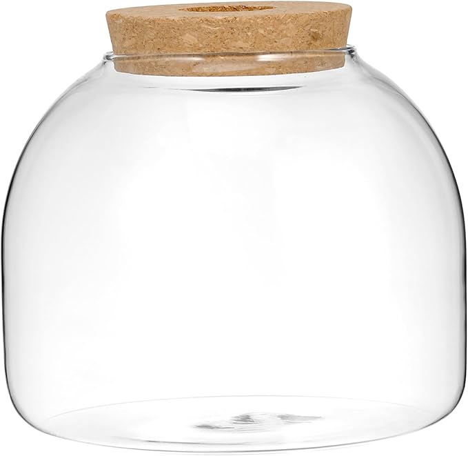 Cork Glass Bottle Containers with Lids Airtight Cookie Glass Succulent Plant Terrarium Jars Round Fish Bowl Vase Bowl with Cork for Craft