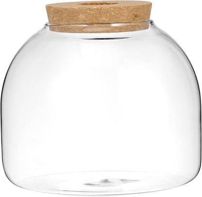 Cork Glass Bottle Containers with Lids Airtight Cookie Glass Succulent Plant Terrarium Jars Round Fish Bowl Vase Bowl with Cork for Craft
