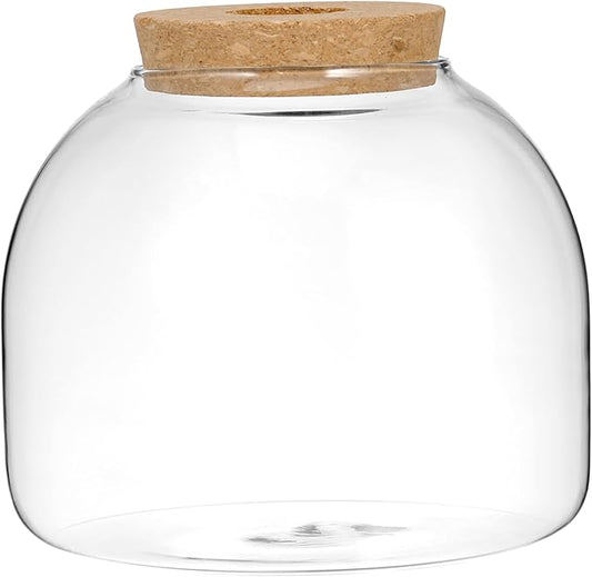 Cork Glass Bottle Containers with Lids Airtight Cookie Glass Succulent Plant Terrarium Jars Round Fish Bowl Vase Bowl with Cork for Craft