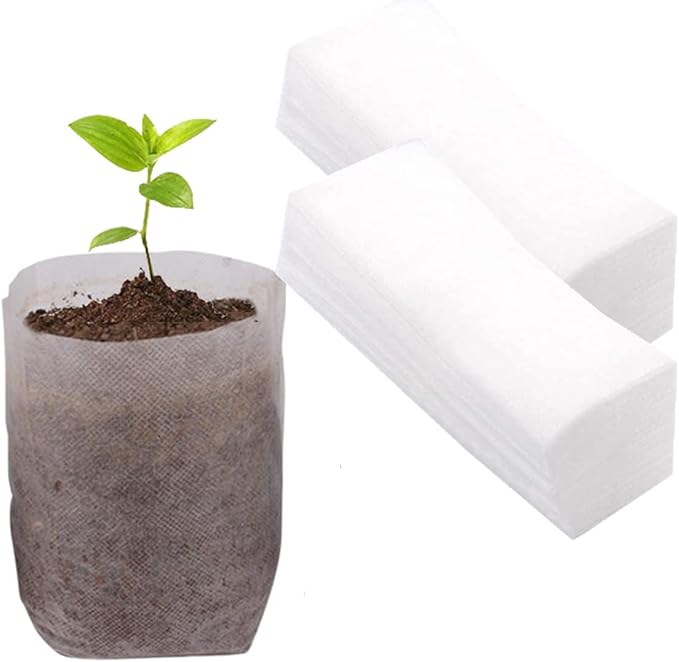gardtree 150PCS 7×7.8 Inch Breathable Plant Grow Bags - Biodegradable Non-Woven Plant Nursery Bags for Seed Starting, Indoor/Outdoor Vegetables, Herbs & Flowers | Easy Transplant, Space Saving