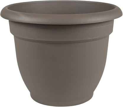 Bloem Ariana 16" Peppercorn Round Self-Watering Resin Planter Pot - Rolled Rim Indoor and Outdoor Gardening Planter
