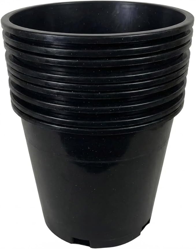 Green Oasis 5 Gallon Nursery Pots (6-Pack) - Premium Injection Molded Black Plastic Plant Pots, Heavy Duty Commercial Grade with Drainage Holes - Perfect for Vegetables, Trees & Transplanting
