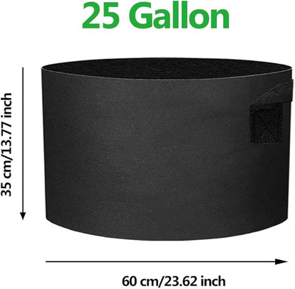 10 Pack 25 Gallon Grow Bags - Black Breathable Fabric Pots with Handle