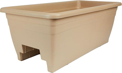 The HC Companies 24 Inch Deck Rail Planter Box with Drainage Plug, Lightweight UV-Resistant Plastic Outdoor Planters for Wood Deck Rail, Flower Box for Garden, Patio, Balcony, and Fence, Sandstone