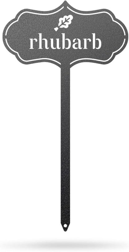 RealSteel Metal Seed & Plant Markers – Elegant Indoor & Outdoor Garden Stakes – Durable Herb, Vegetable & Fruit Plant Labels for Pots, Raised Beds & Greenhouse – Farmhouse Garden Gift - (Rhubarb)