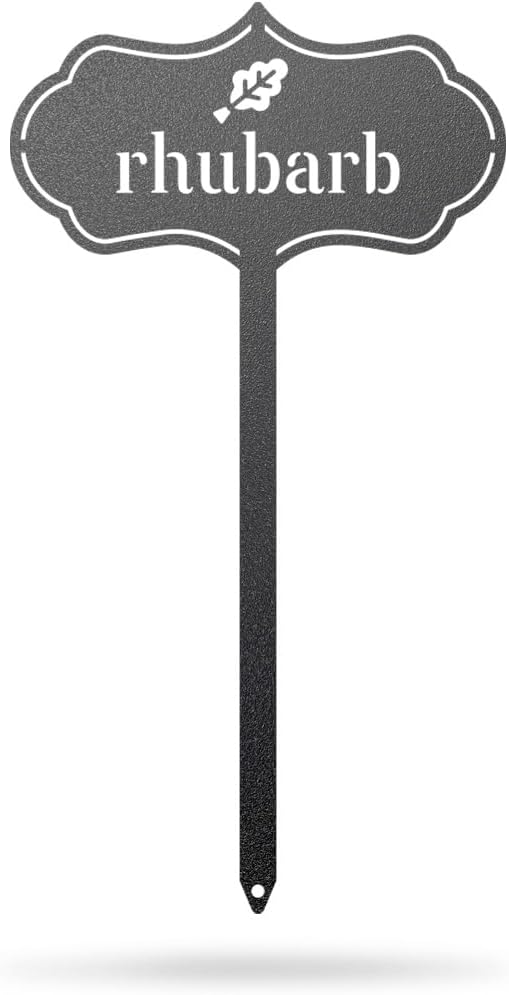 RealSteel Metal Seed & Plant Markers – Elegant Indoor & Outdoor Garden Stakes – Durable Herb, Vegetable & Fruit Plant Labels for Pots, Raised Beds & Greenhouse – Farmhouse Garden Gift - (Rhubarb)