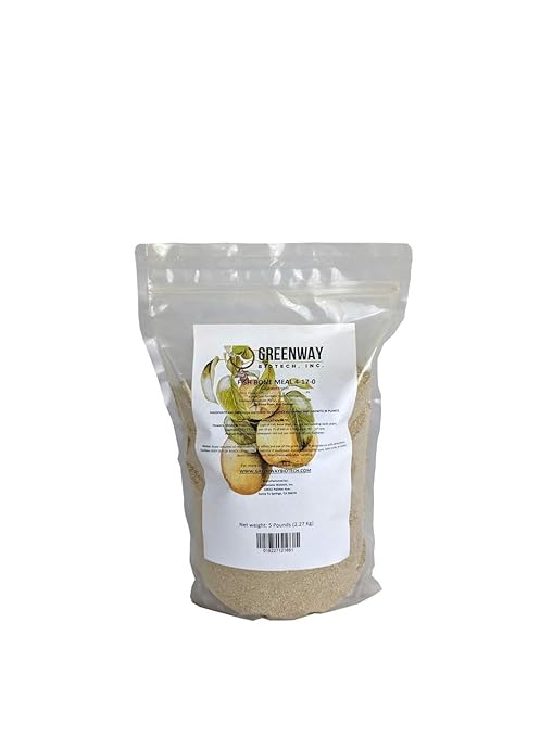 Greenway Biotech, Inc. Organic Fish Bone Meal Fertilizer 4-17-0 for Home Gardening - Good Source of Calcium and Potassium Promote Roots Growth - Ideal for Flowering Plants, Trees and Shrubs- 5 Pounds