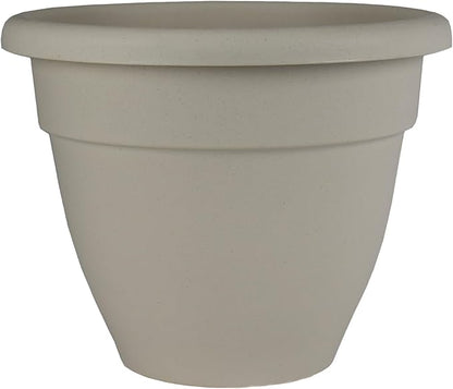 The HC Companies Caribbean Planter Pot - Outdoor & Indoor Plant Pot with Drainage Hole & Plug - Rolled Rim Plastic Pots for Plants & Flowers - Decorative Plant Pot (14" Cottage Stone, Pack of 1)