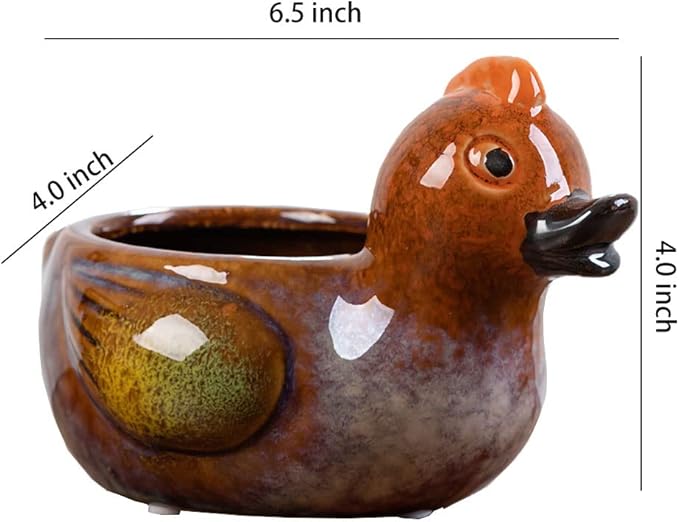 WAIT FLY Cute Animal Ceramic Flower Pot Succulent Planter-Duck