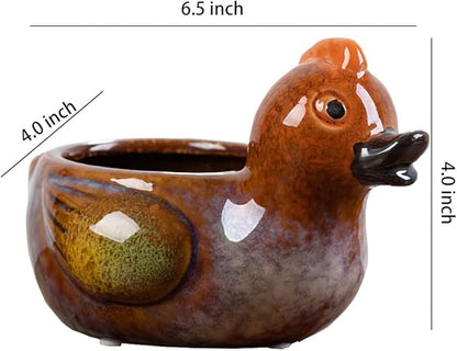 WAIT FLY Cute Animal Ceramic Flower Pot Succulent Planter-Duck