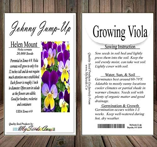 Big Pack - Johnny Jump Up Flower Seeds (20,000 Seeds) - Viola cornuta 'Helen Mount' - Edible Flower Seeds (Big Pack - Johnny Jump Up)