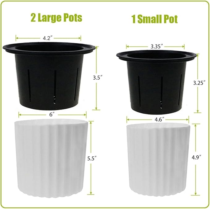 MUZHI Orchid Pot with Net and Holes, Round Self Watering Planter Pot for Indoor Plants and Flowers 3 Sets White
