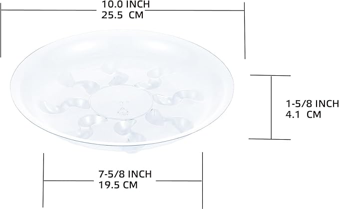 6 Pack Heavy Duty Clear Plastic Plant Saucer Sturdy Pot Tray Plant Drip Trays Drip Trays for pots,Plant Water Catcher Tray,Flower Pot Saucer Water Drainage Tray Floor Protector (10 INCH)