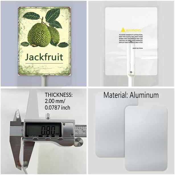 Uptell Vintage Aluminum Jackfruit Fruit Signs Yard Sign with Stake for Garden Fruit Garden Label Stakes Plant Markers for Outdoor Plants Waterproof 8x12 inch