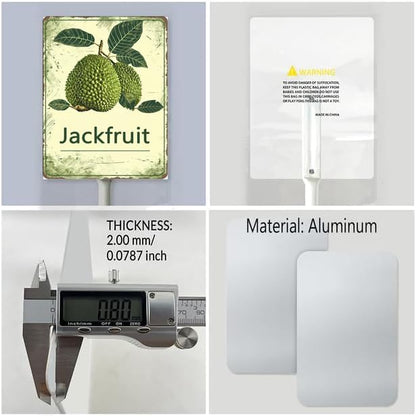 Uptell Vintage Aluminum Jackfruit Fruit Signs Yard Sign with Stake for Garden Fruit Garden Label Stakes Plant Markers for Outdoor Plants Waterproof 8x12 inch