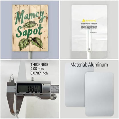 Uptell Vintage Aluminum Mamey Sapot Fruit Signs Yard Sign with Stake for Garden Fruit Garden Label Stakes Plant Markers for Outdoor Plants Waterproof 8x12 inch
