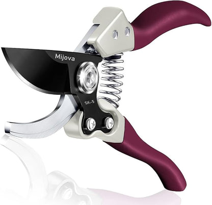 Professional Pruning Shears, Heavy Duty Garden Scissors & Flower Trimmers, Ultra Sharp Japanese SK5 Blade, Ergonomic Handle, Garden Pruners with Arthritis, Perfect Gardening Clippers (purple)