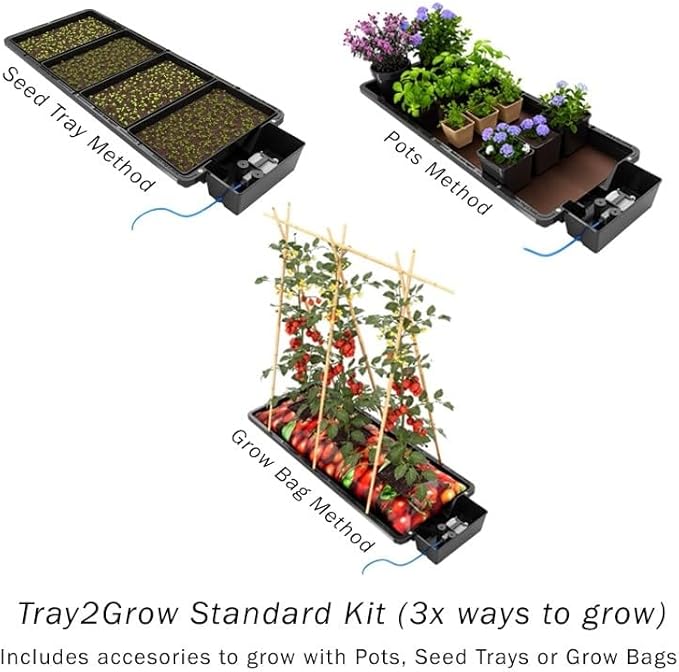 AutoPot Tray2Grow System - Standard Tray2Grow with 13 Gal FlexiTank - Self-Watering, Gravity-Fed Hydroponic Indoor System, Black