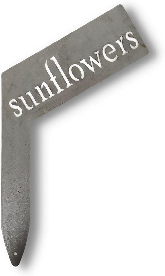 Planter Size Small Metal Garden Plant Vegetable Flower or Herb Markers 13.5 Inches Tall (sunflowers, Raw, Unfinished Steel)