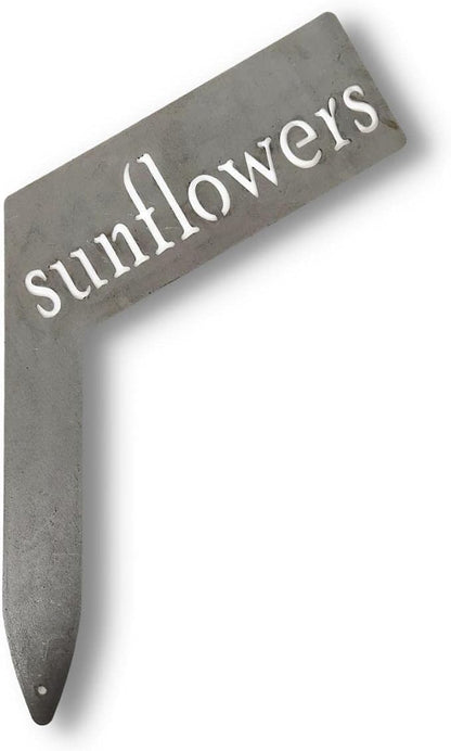 Planter Size Small Metal Garden Plant Vegetable Flower or Herb Markers 13.5 Inches Tall (sunflowers, Raw, Unfinished Steel)