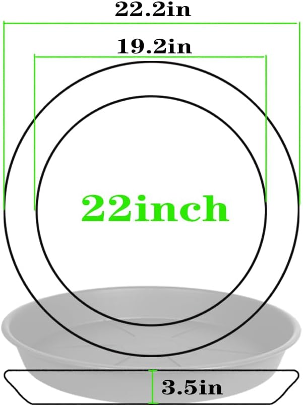3 Pack of Plant Saucer 20 22 inch, 3.6" Depth, Large Heavy Duty Plastic Saucers 21" Round, Plant Drip Trays for Indoors Outdoor, Plant Water Tray for Planters 19-23" (22", Black)