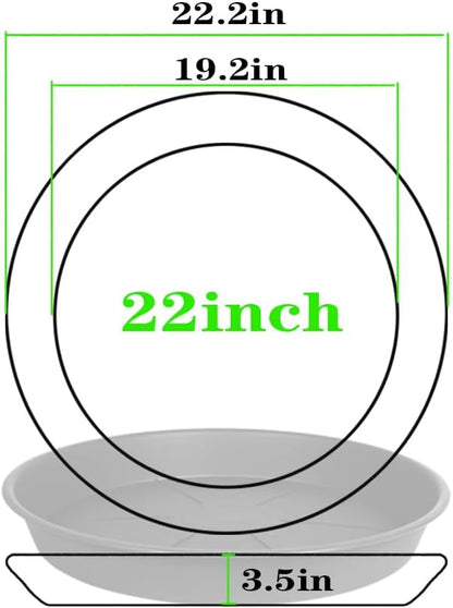 3 Pack of Plant Saucer 20 22 inch, 3.6" Depth, Large Heavy Duty Plastic Saucers 21" Round, Plant Drip Trays for Indoors Outdoor, Plant Water Tray for Planters 19-23" (22", Black)