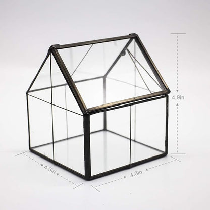 Ferrisland Glass Plant Terrarium Container Wardian Case Indoor Small Succulent Terrarium Planter w/Door for Tabletop Decor DIY - 4.9"x4.3"x4.3"
