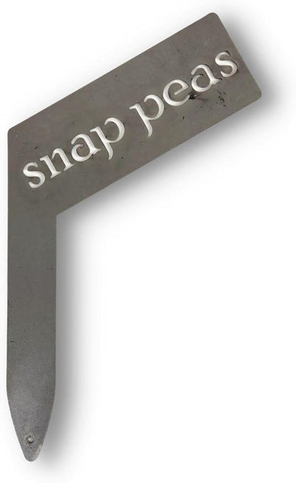Planter Size Small Metal Garden Plant Vegetable Flower or Herb Markers 13.5 Inches Tall (snap peas, Raw, Unfinished Steel)