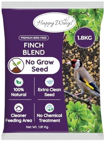 Happy Wings Finch Blend Bird Food - Mix of Sunflower Hearts/Kernels and Nyjer, 5 Pounds - No Grow Seed - For Wild Birds