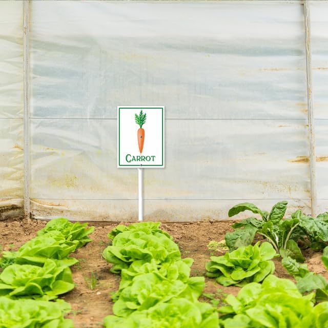 Carrot Marker Yard Sign with Stakes 8in×12in, Sturdy Aluminum Yard Signs, Plant Markers for Vegetable Flowers Plants, Plant Labels Sign, Outdoor Garden Stakes Supplies for Plant