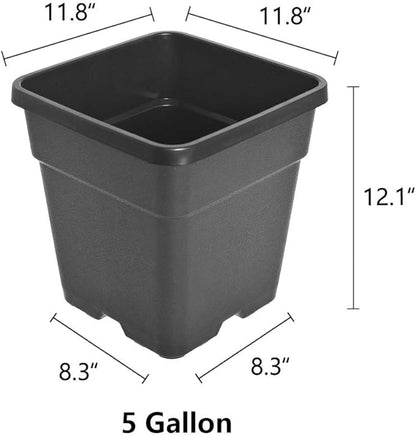 Plant Pots Flower Pot 10-Pack 5 Gallon Planter Nursery Pot Garden Seedling Planters Containers Plastic Injection Molded Pots with Drainage Holes for Outdoor Indoor Plants Vegetables, Black