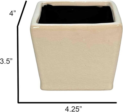 Admired by Nature 4" Ceramic Flower Planter Pot - for Home Decor, Indoor Gardens, Succulents, Organization, Display, Storage - Small White