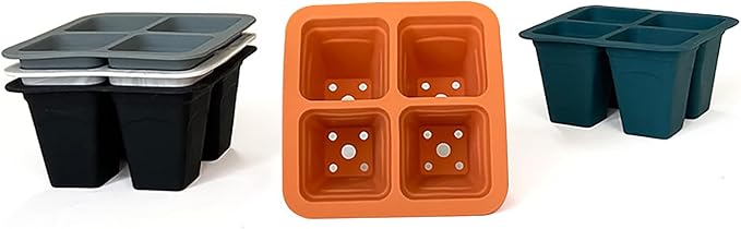 Seed Starter Trays, 5 Pack 4 Cells Seed Starter Kit, Silicone Plant Germination Trays Gardening Starter Kit, Reusable Seed Starter Tray for Plant Germination, Seeds Growing