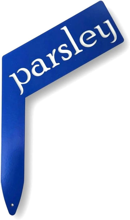 Planter Size Small Metal Garden Plant Vegetable Flower or Herb Markers 13.5 Inches Tall (parsley, Blue)