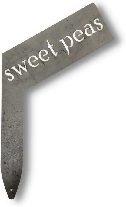 Planter Size Small Metal Garden Plant Vegetable Flower or Herb Markers 13.5 Inches Tall (sweet peas, Raw, Unfinished Steel)