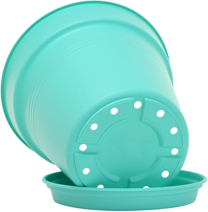 Mintra Home Garden Pots 4pk - Flowers, Herbs, Plants, Indoor, Outdoor, Colorful, Wholesale, Bulk (Teal, 15cm Diameter (5.9in))