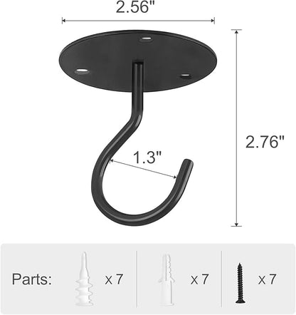 Mkono Macrame Plant Hanger Indoor Hanging Planter Basket and Ceiling Hooks, Wood Beads Decorative Flower Pot Holder for Indoor Outdoor Boho Home Decor, Black，Set of 2