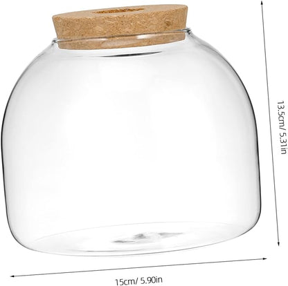 Cork Glass Bottle Containers with Lids Airtight Cookie Glass Succulent Plant Terrarium Jars Round Fish Bowl Vase Bowl with Cork for Craft