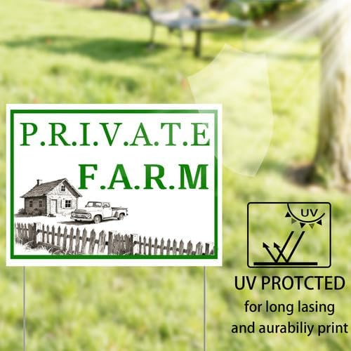 Private Farm Yard Sign With Stake Stand Plastic Signage Double Sided Sign Funny Garden Decor 9 x 12 Inches Sturdy Rust Free Weatherproof Outdoor Use