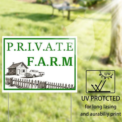 Private Farm Yard Sign With Stake Stand Plastic Signage Double Sided Sign Funny Garden Decor 9 x 12 Inches Sturdy Rust Free Weatherproof Outdoor Use