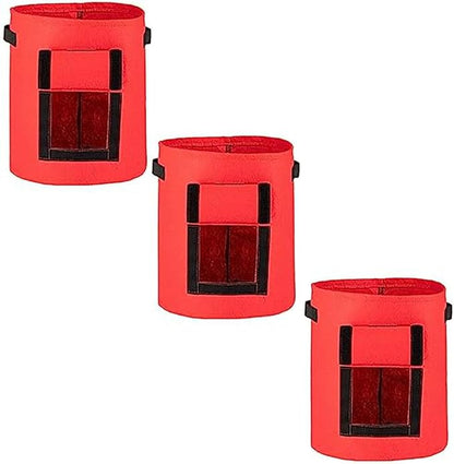 Ulalaza 3PCS Potato Grow Bags with Flap Plant Grow Bags Fabric Multi Ribbon Potato Bag Tomato Vegetable Growth Non-Woven Felt Planting Bag Transparent