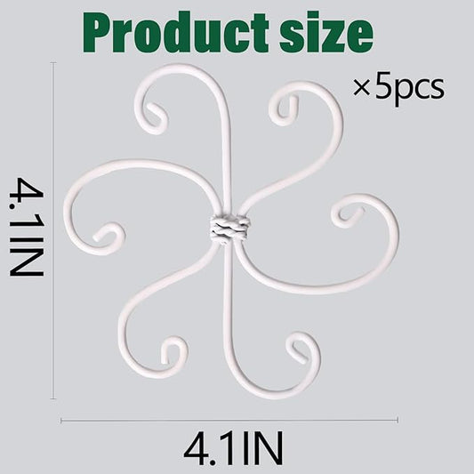 5PCS Monstera Plant Support Hook White 4.1 * 4.1 Inch – Set of 5 Durable Metal Stem Stabilizer Clips & Soft Grip Leaf Holders for Healthy Growth of Monstera & Fishbone Cactus