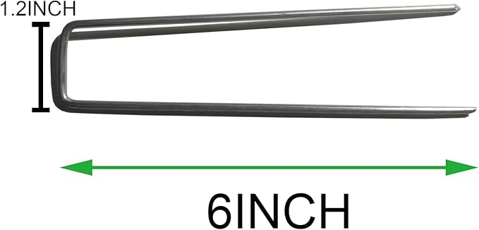 Garden Stakes Pins,100PCS 6 Inch Galvanized Garden Landscape Staples Stakes Garden Staples U-Shaped Landscape Pins for Anchoring Fence,Fabric and Artificial Turf (100, 6 Inch)