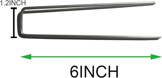 Garden Stakes Pins,50PCS 6 Inch Galvanized Garden Landscape Staples Stakes Garden Staples U-Shaped Landscape Pins for Anchoring Fence,Fabric and Artificial Turf (50, 6 Inch)