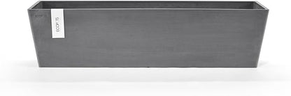 Ecopots Bruges Durable Modern Rectangular Indoor/Outdoor Recycled-Based Composite Flower Pot Planter, Grey, 31.5"