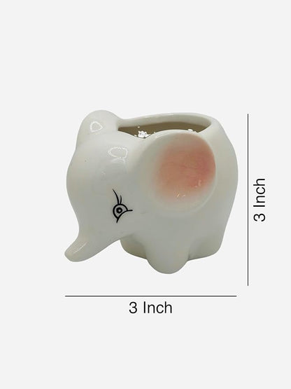 CZ Grain 1 Pot | 3 Inch | Small Succulent Plant Ceramic Animal Pot, Cute Home and Office Decor (Elephant)
