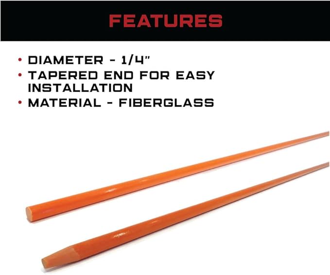 The ROP Shop (Pack of 100) 1/4" Orange Snow Poles Plain Markers, Heavy Duty Fiberglass Rod