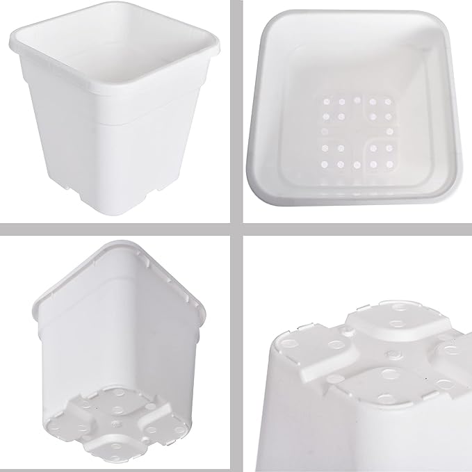 Plant Pots Flower Pot 10-Pack 3 Gallon Planter Nursery Pot Garden Seedling Planters Containers Plastic Injection Molded Pots with Drainage Holes for Outdoor Indoor Plants Vegetables, White